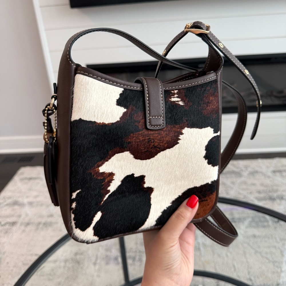 Nwot Coach Calf Hair Crossbody in Brown, Cream & Black - Picture 2 of 10
